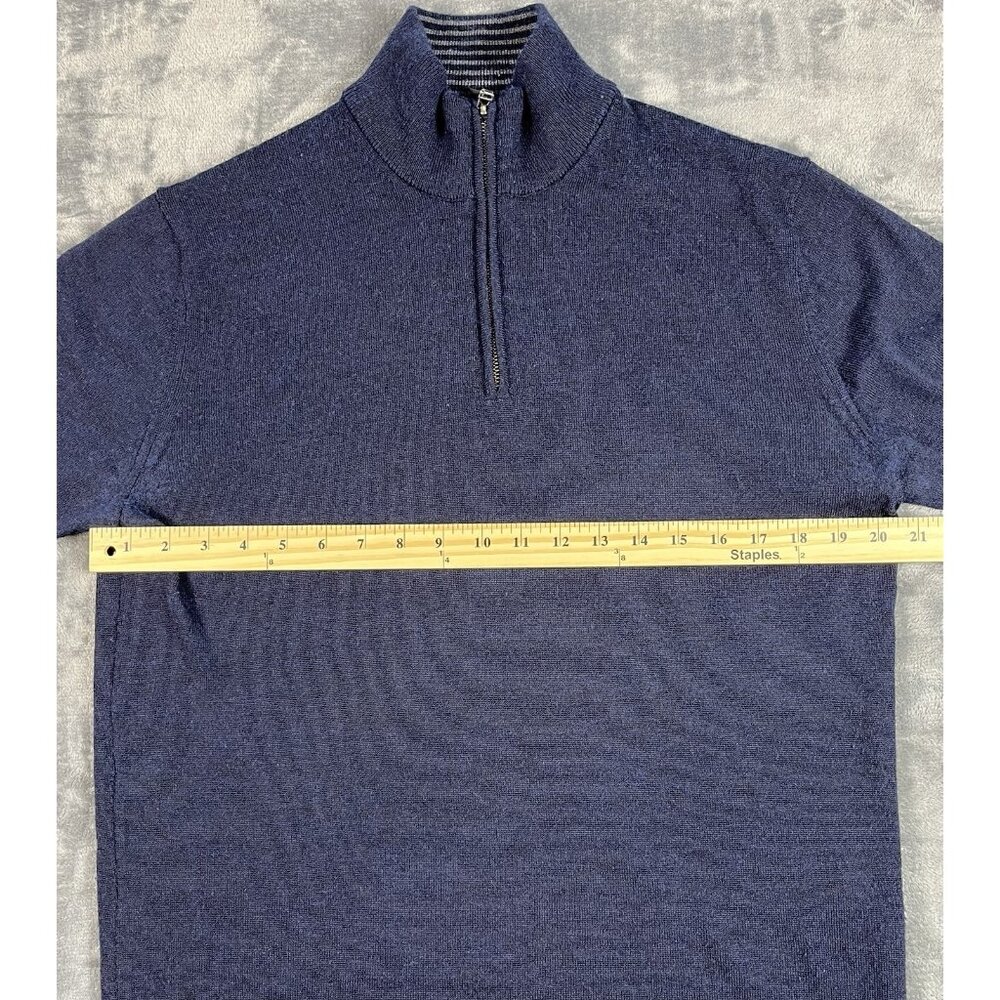 UNTUCKit Sweater Men's M Navy Blue Knit Extra Fine Merino Wool 1/4 Zip - Picture 4 of 5